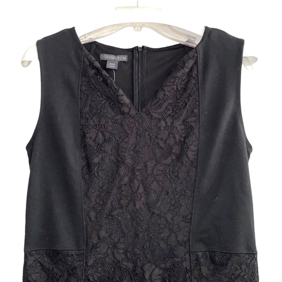 Beautiful NEW little black dress, sz M, sheath with lace panels, new with tags - Picture 3 of 15